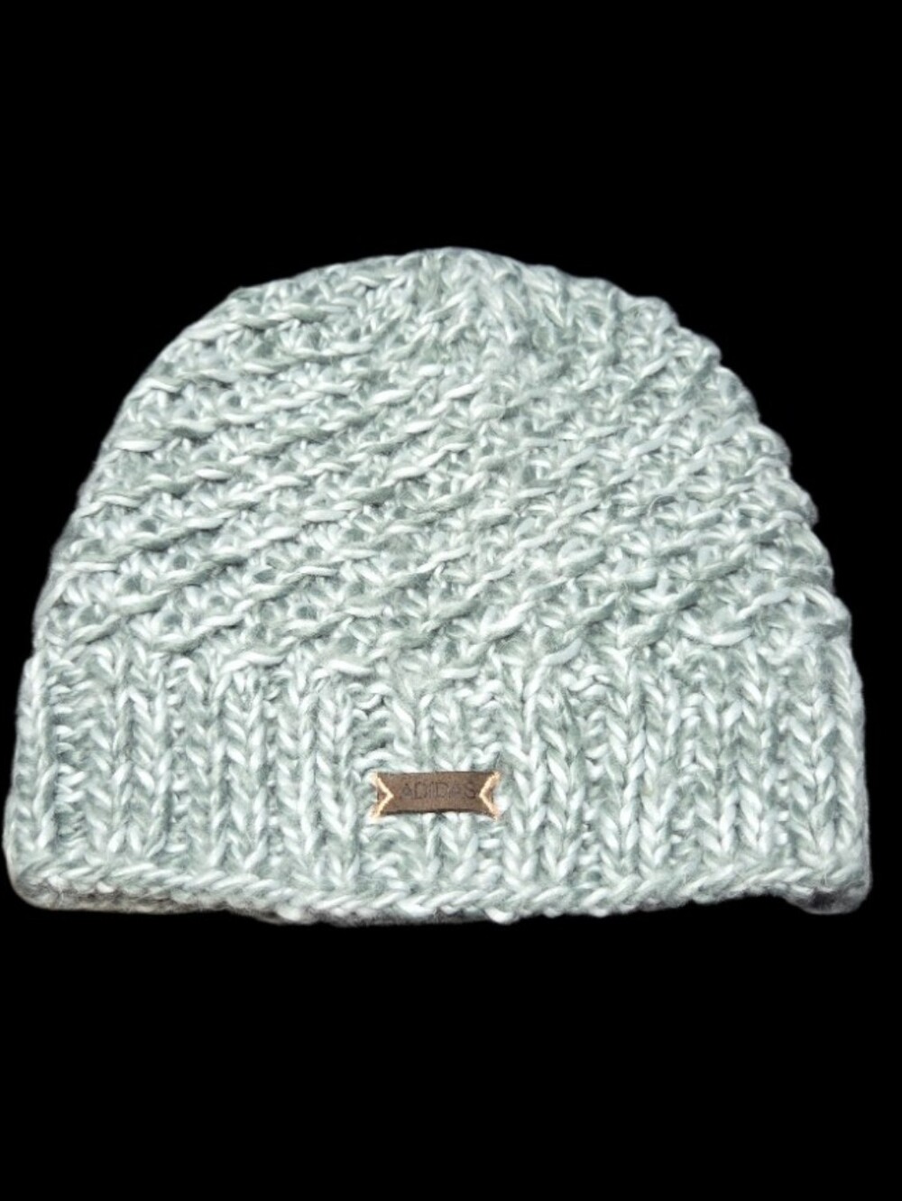 Adidas Knit Beanie With Leather Adidas Logo - Pale Mint